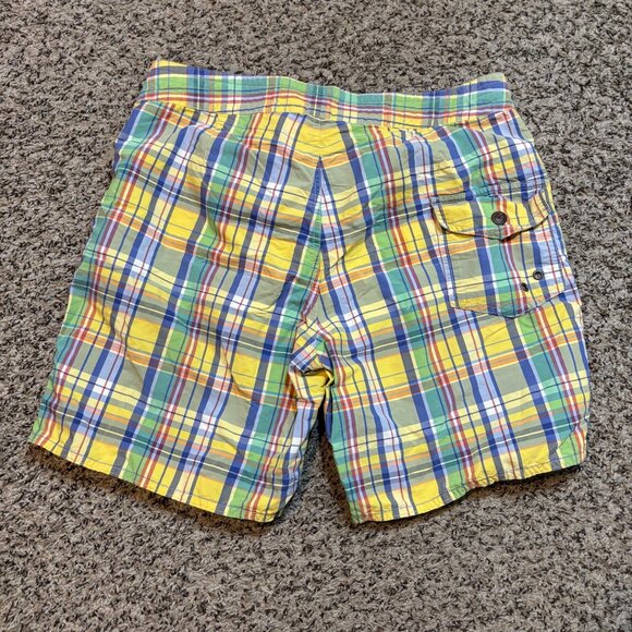 Polo by Ralph Lauren Mens Yellow Multicolor Plaid Swim Trunks W/ Drawstring Size - Picture 2 of 6